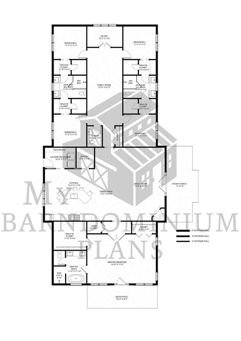 The Lancaster Plan - 5 Bedroom Barndominium Floor Plan - Etsy | Barn ...