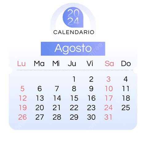 2024 Spanish Calendar Blue Gradient August, Two Thousand And Twenty ...