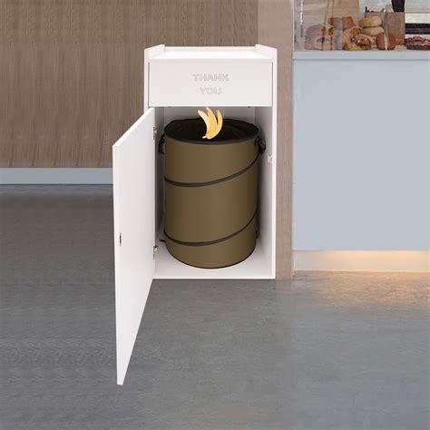 Wooden Trash Can with Tray Top, 40 Gallon Garbage Receptacle Cabinet ...