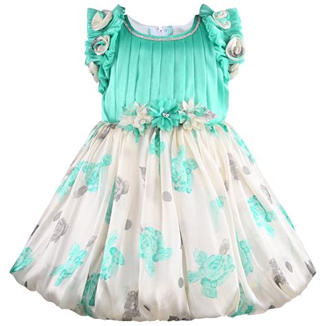 Girls Floral Print Embellished Balloon Party Dress – Wish Karo