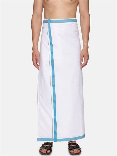 Men White Colour Cotton Readymade Pocket Dhoti – SETHUKRISHNA