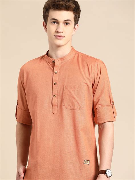 DENNISON Men Mandarin Collar Roll-Up Sleeves Kurta – Dennison Fashion India
