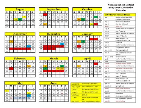 Corning School District 25-26 Calendar 25-26 Revised [pdf] - EduCounty