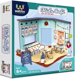 Webby DIY Wooden Kids Cafe Playhouse Doll House Set for Kids - DIY ...
