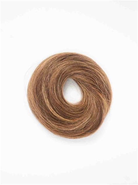 Human Hair Donut Scrunchie Dark Brown with Ash Highlights | Nish Hair