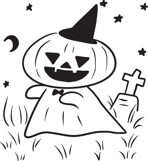 Pumpkin halloween ghost fun cartoon doodle kawaii anime cute drawing ...