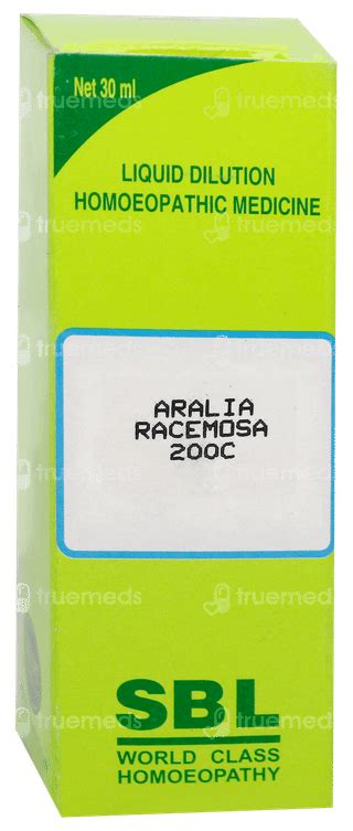 Sbl Aralia Racemosa 200 C Dilution 30 Ml - Uses, Side Effects, Dosage ...