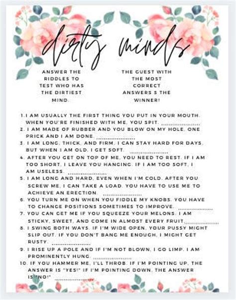 Dirty Minds Game Printable