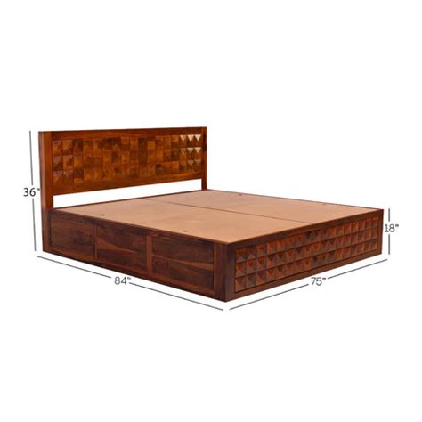 MoonWooden Sheesham Solid Wood King Size Bed with Storage | Rosewood B