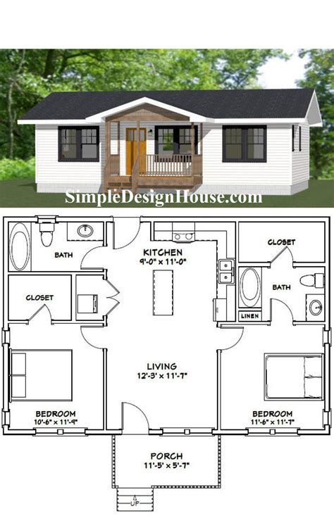 House Plans 1000 Sq Ft 2 Bdrm 2 Baths | Small house plans, Little house ...