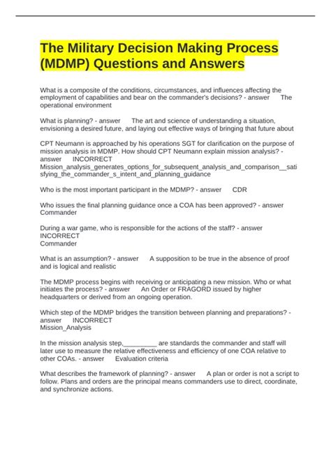 The Military Decision Making Process (MDMP) Questions and Answers ...