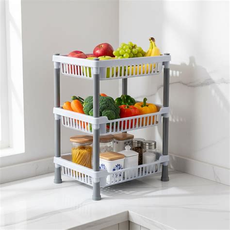 3-Layer Multipurpose Kitchen Storage Basket Rack