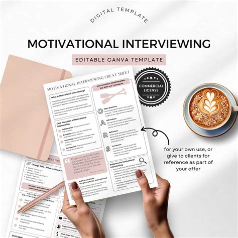 Motivational Interviewing Cheat Sheet Canva Template Client Info MI ...