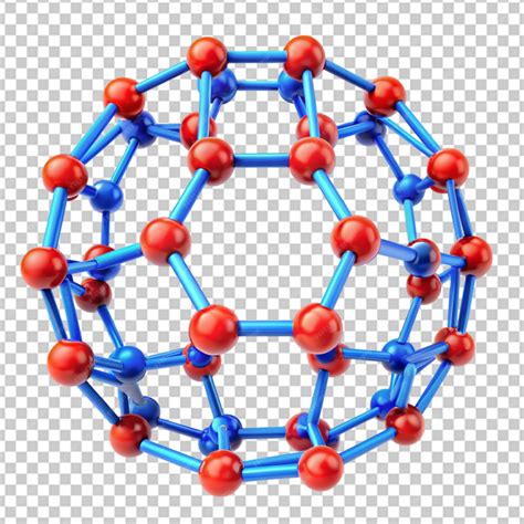 Buckyball or buckminsterfullerene molecule on transparent background | Premium AI-generated PSD