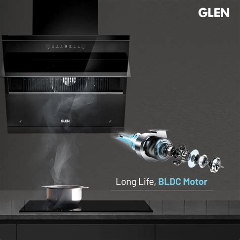 Glen Chimney Auto Clean Vertical Glass Chimney for Kitchen Filter-less ...