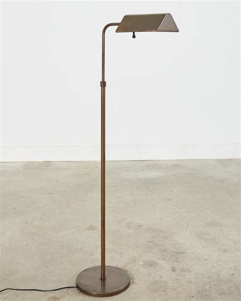 Pair of Midcentury Adjustable Height Bronzed Pharmacy Floor Lamps For ...