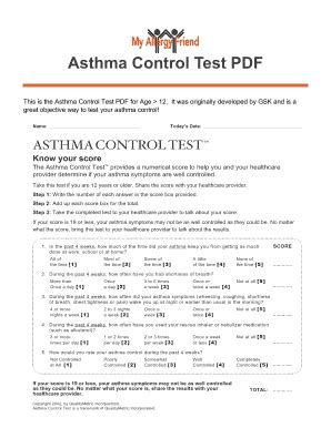Asthma Control Test Form - Blank Fillable Template | Fill Out, Print ...