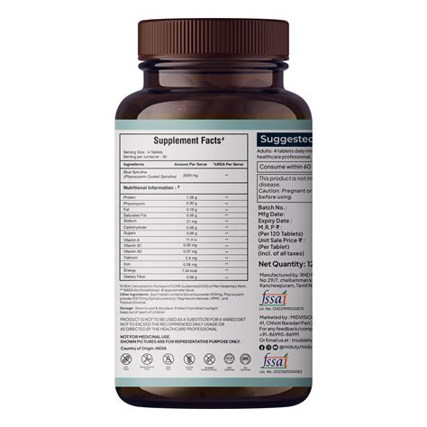 Best Spirulina Tablets/Capsules Supplement | 120 Tabs