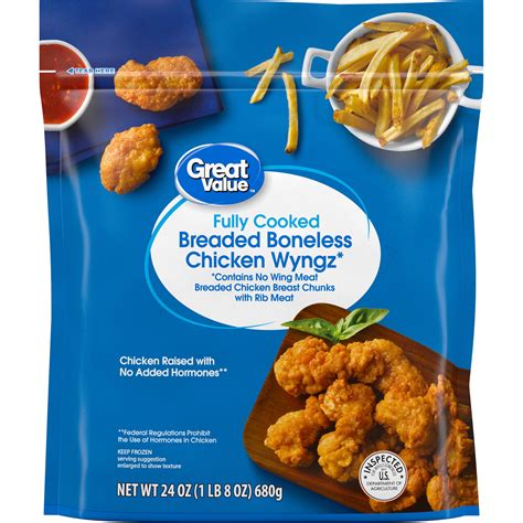 Great Value Boneless Fully Cooked Breaded Chicken Bites, 24 oz (Frozen ...