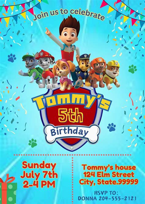 Paw Patrol Birthday Invitation for Kids - Printable – Girly Girl Tutus
