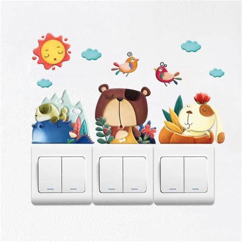Ampire 27 cm Switchboard Stickers 3D Cute Cartoon Puppies Kids Nursery ...