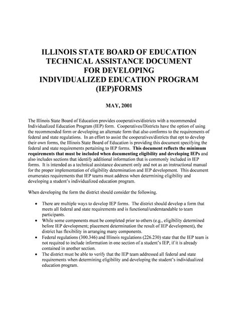 Fillable Online checklist for developing iep forms - Illinois State ...