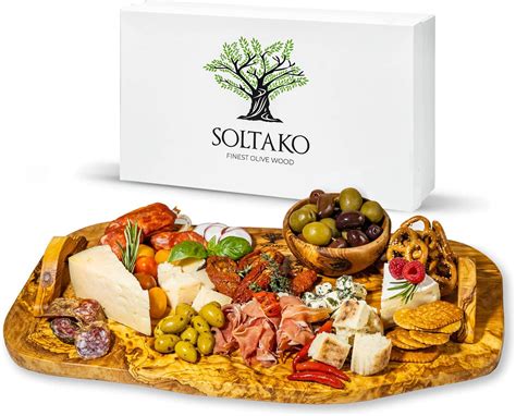 Amazon.com: SOLTAKO Olive Wood Meat And Cheese Board With Handles ...