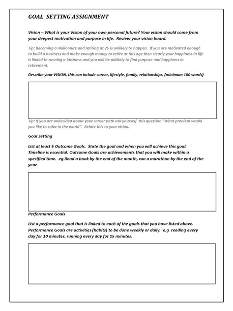 Image result for Goal Setting Assignment