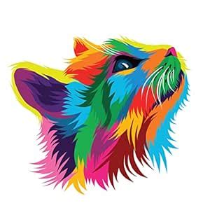 woopme Art Cat Wall Stickers for Bedroom Kids Room Hall Room Living ...