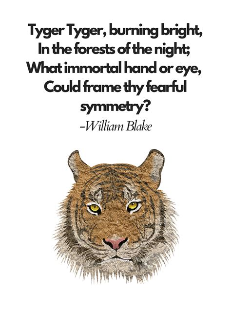 The Tyger, Printable Poem by William Blake, Tiger Tiger Burning Bright ...