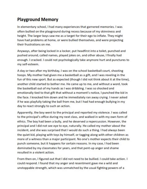 Image result for Personal Narrative Argument Essay Examples