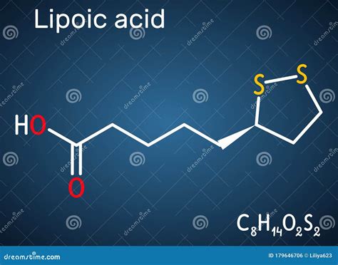 Lipoic Acid, LA, ALA, Alpha Lipoic, Thioctic Acid, Lipoate Molecule. it is Organosulfur Compound ...
