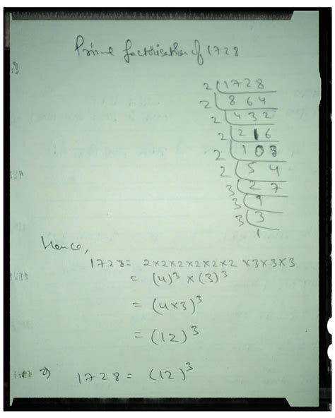cube rootof 1728 by prime factorization method - Brainly.in