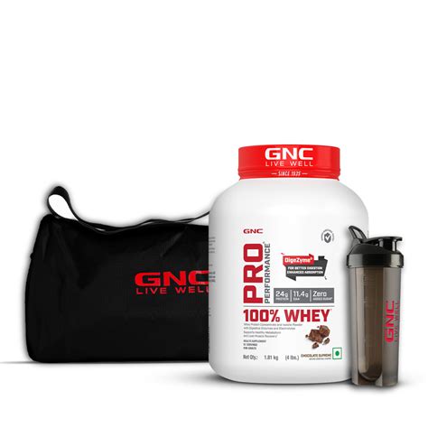 GNC Complete Gym Set | 100% Whey Protein with Black Gym Bag & Shaker