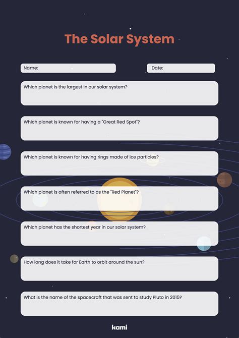 Image result for Worksheet On Solar System