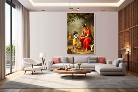 Lord Krishna With His Mother Yashoda modern art painting