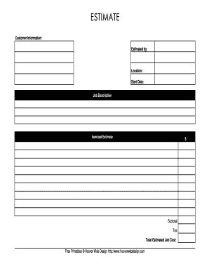Hooverwebdesign Job Estimate Form - Fill Online, Printable, Fillable ...