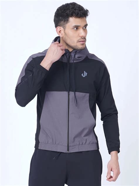 Buy Black Colour Blocked Sports Jacket Hoodie – JEFFA