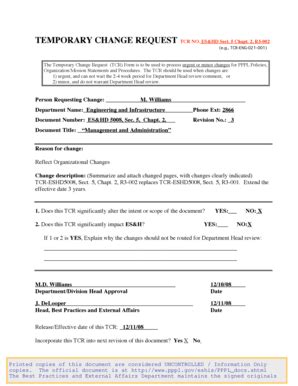 Fillable Online TEMPORARY CHANGE REQUEST TCR NO ESampHD Sect 5 Fax ...