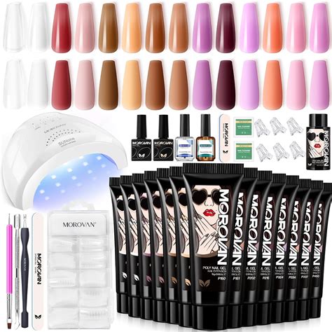 Amazon.com : Morovan Poly Gel Nail Starter kit: 14 Pcs Poly Gel nail ...