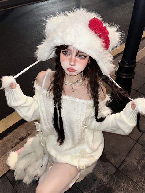 Young Eyes Snow Velvet Off Shoulder White Fuzzy Sweater – Sugarplum Store