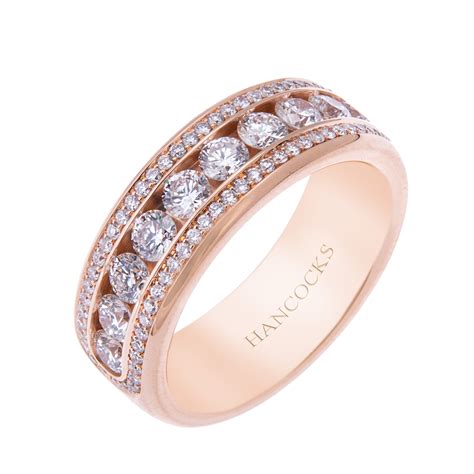 Rose Gold 3-Row Ladies Diamond Wedding Ring - Hancocks Jewellers
