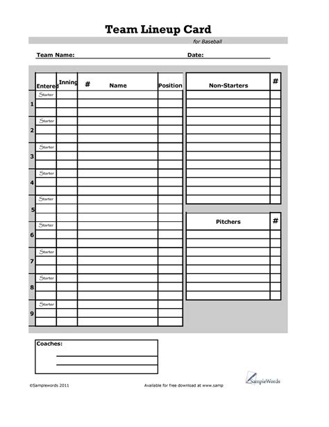 33 Printable Baseball Lineup Templates [Free Download] ᐅ TemplateLab