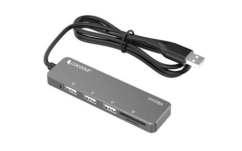 Coconut UH24 Hydra USB Hub, 5 in 1 USB Hub, 3 USB 2.0, 2-Port Card ...