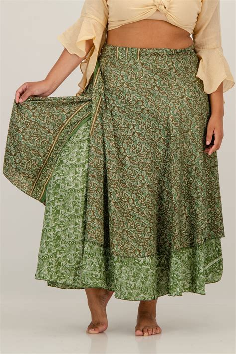 SKA Floral Paisley Gypsy 2 Layers Viscose Long Flare Wrap Around Skirts ...