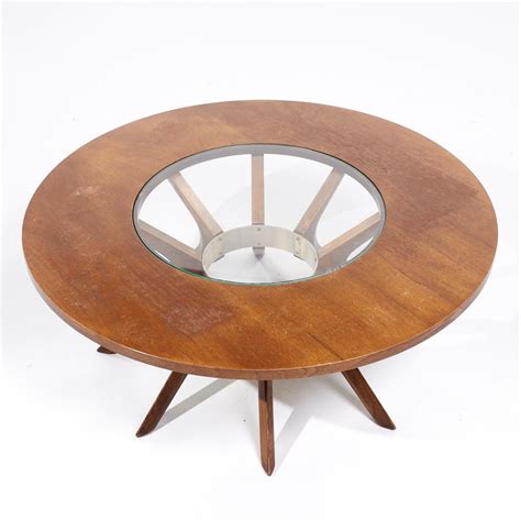 Broyhill Brasilia Mid Century Walnut and Glass Cathedral Coffee Table ...