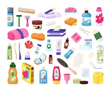 Hygiene products elements set | Premium Vector