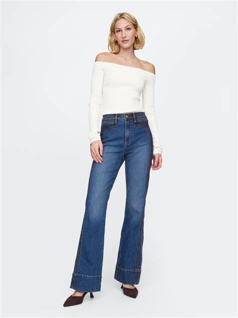 Gap High Rise '70s Flare Jeans In Medium Indigo | ModeSens