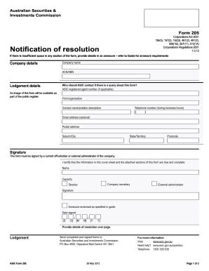 2017-2026 AU ASIC Form 205 - Blank Fillable Template | Fill Out, Print ...