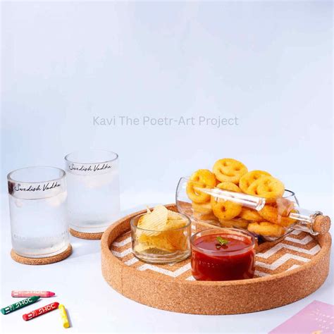 Absolut Bottle Serving Set with Cork Tray – Kavi The Poetry-Art Project